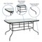 Emma and Oliver Patio Table & Chairs Set with Rectangular Metal Table with Tempered Glass Top and Stacking Chairs